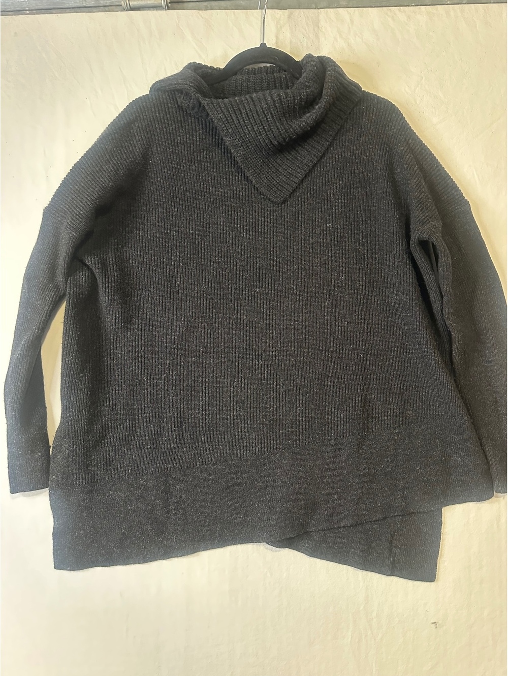 AllSaints Hettie Jumper Black Wool Cashmere Blend Asymmetrical Sweater S